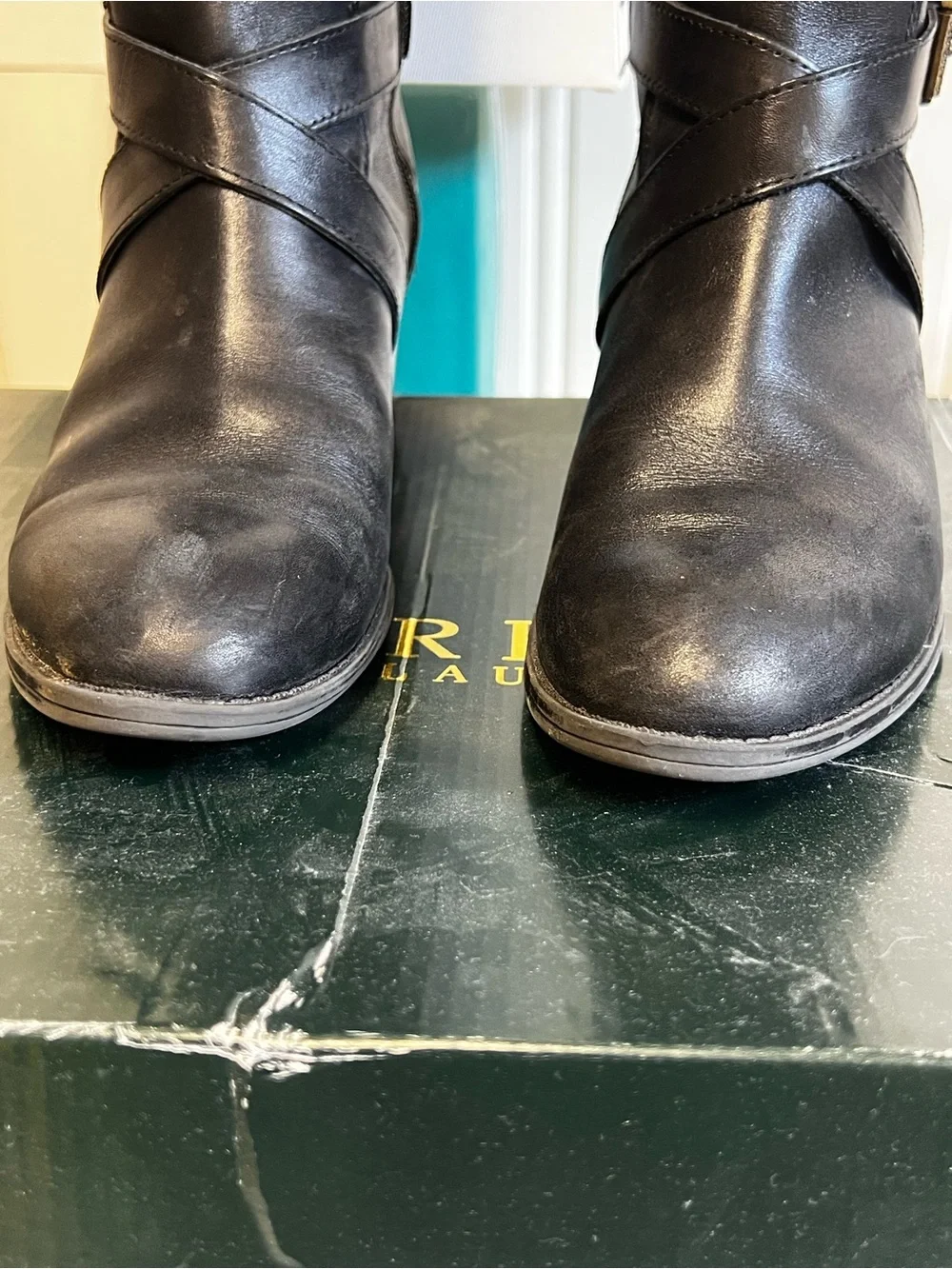 Black Leather Ralph Lauren Riding Boots size 7